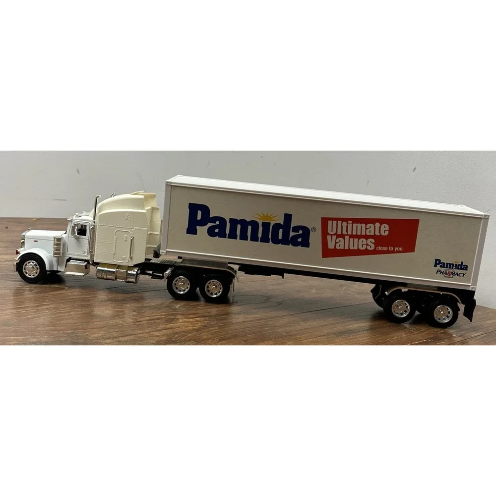 Diecast RARE Boley Peterbilt Pamida Store Semi Truck and‎ Trailer Plastic White